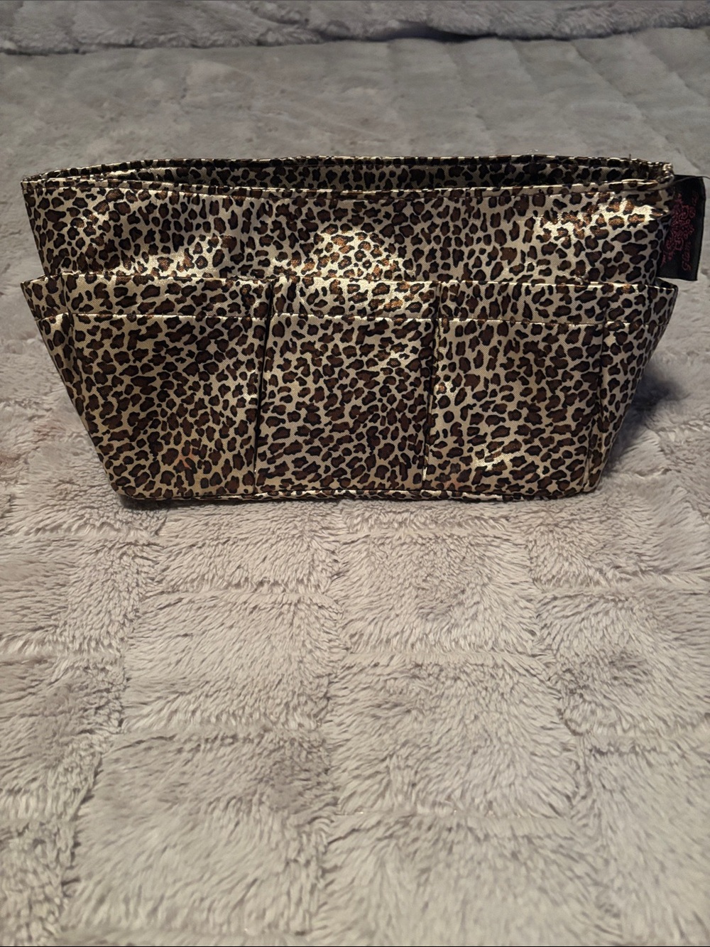 Leopard Print Cosmetic Organizer Pouch - Brown/Black